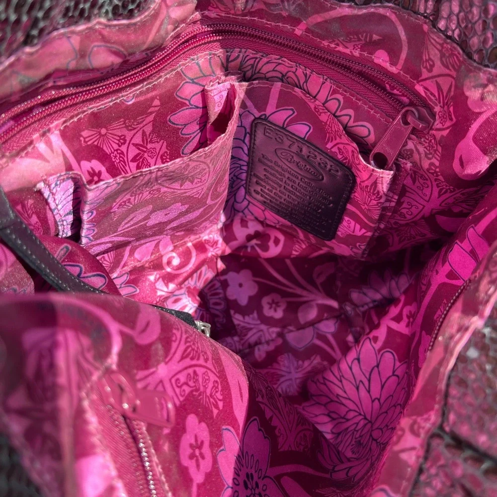 Brighton Patent Leather Mock Snake Skin Bag